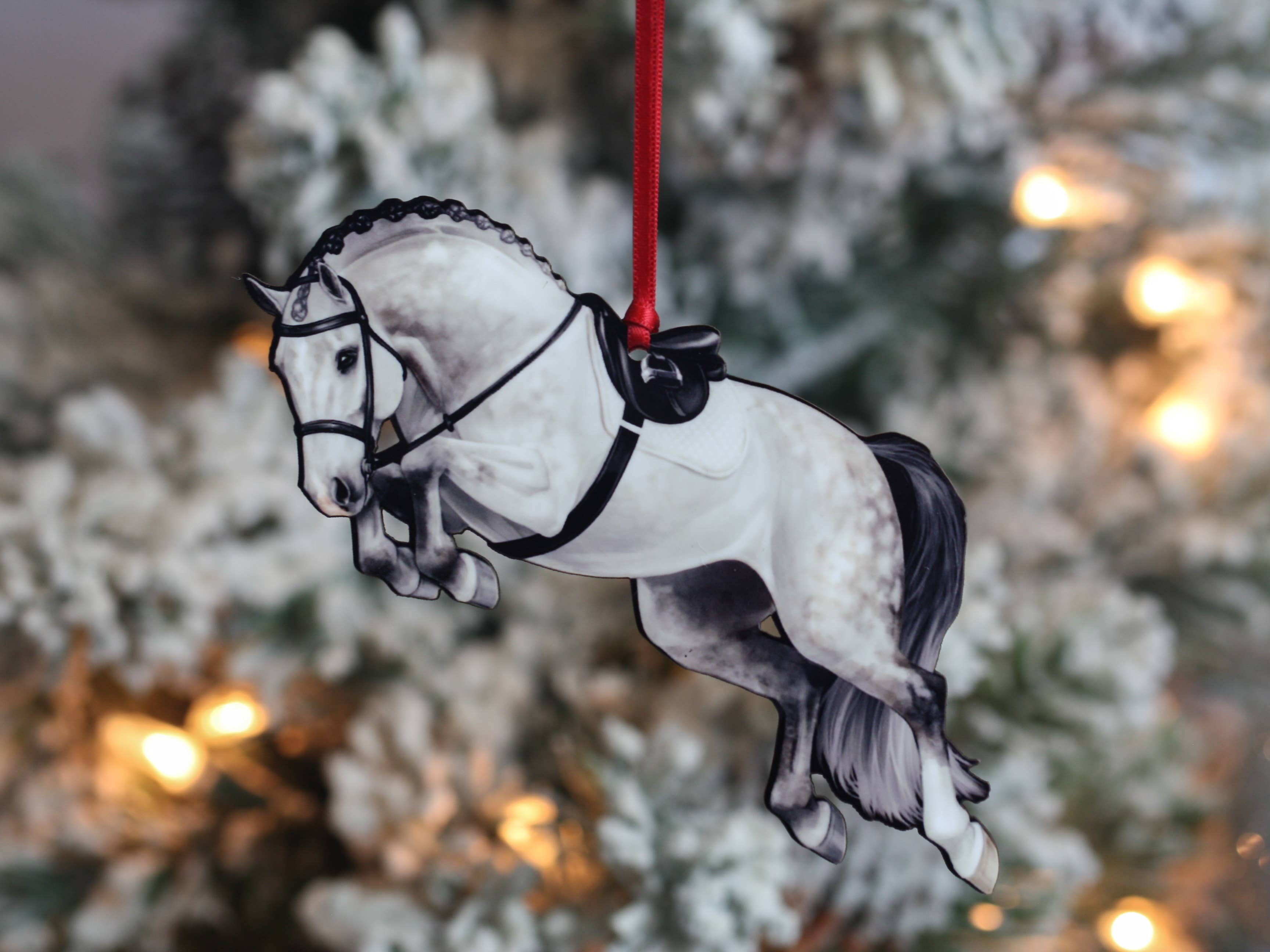 Classy Equine - Wholesale Ornament - Jumping Horse Ornament - Gray Hunter Equestrian Décor1