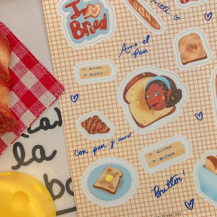 The Wednesday Co - Wholesale Sticker - I Love Bread Vinyl Sticker Sheet