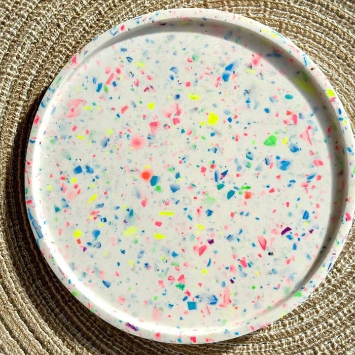 Birthday Cake Terrazzo Round Trinket Tray for wholesale by Chic Chaos Home