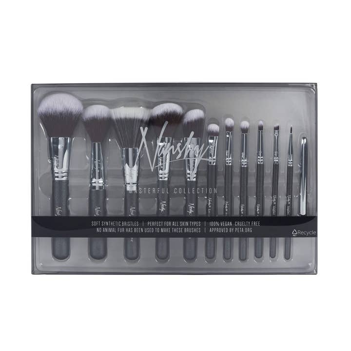 Masterful Collection Onyx Black Make-up Brush Set for wholesale by Nanshy