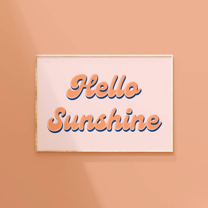 Bonjour Soleil Impression | Art mural citation positive en orange pour la vente par The Happy Badger