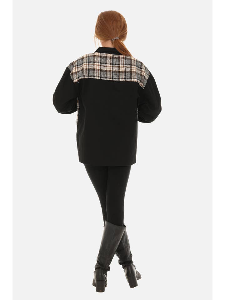 Shoreline Wear. INC - Wholesale Denim Jacket - Women's - Denim Jacket with Plaid Inset (PLUS)