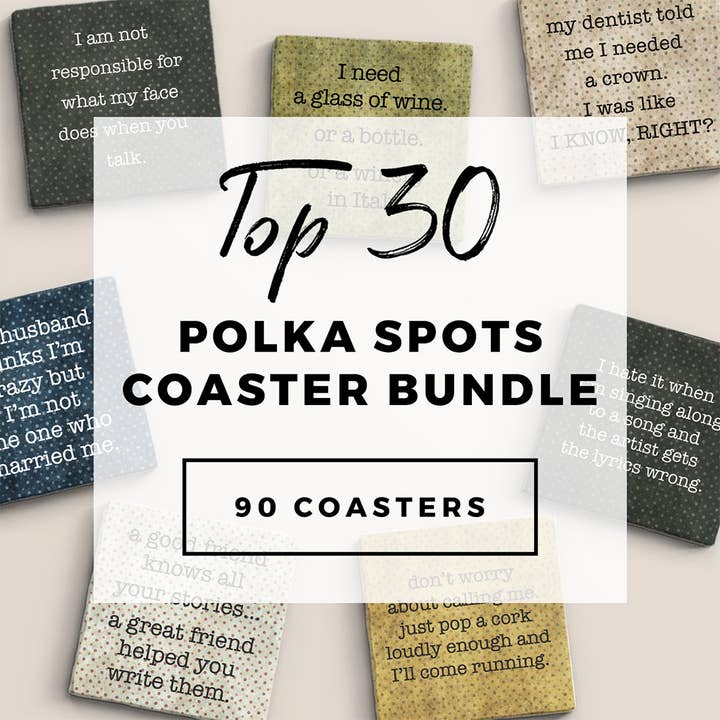 Paisley & Parsley - Venta al por mayor Posavasos - TOP 30 - Juego de Posavasos de Mármol con Lunares de Polca