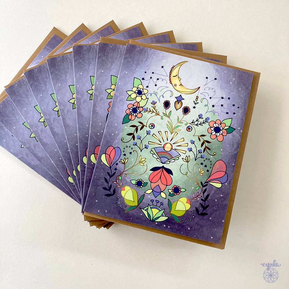 Cynla - Venta al por mayor Tarjetas de cumpleaños - Tarjeta de felicitación Moon Glow, tarjeta de cumpleaños con forma de luna en blanco, mística1