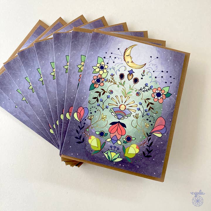 Cynla - Venta al por mayor Tarjetas de cumpleaños - Tarjeta de felicitación Moon Glow, tarjeta de cumpleaños con forma de luna en blanco, mística1