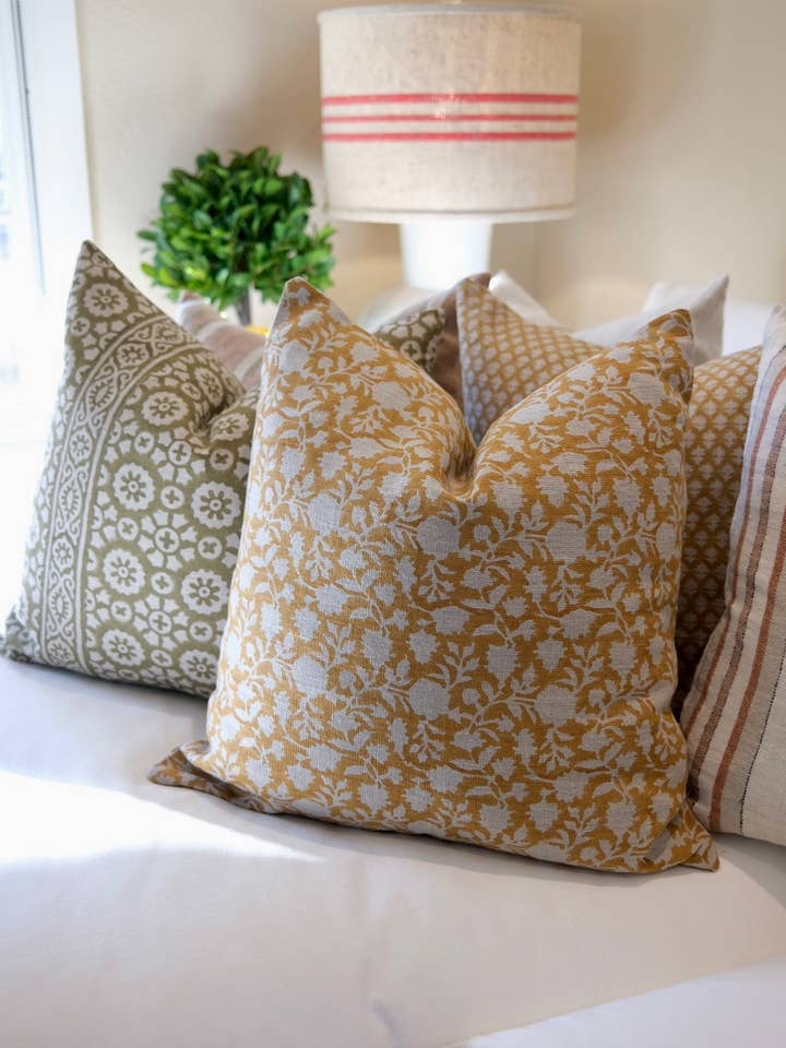 Hedgerow Cushion Cover Mustard 22"x 22" for wholesale by Maison Marigold