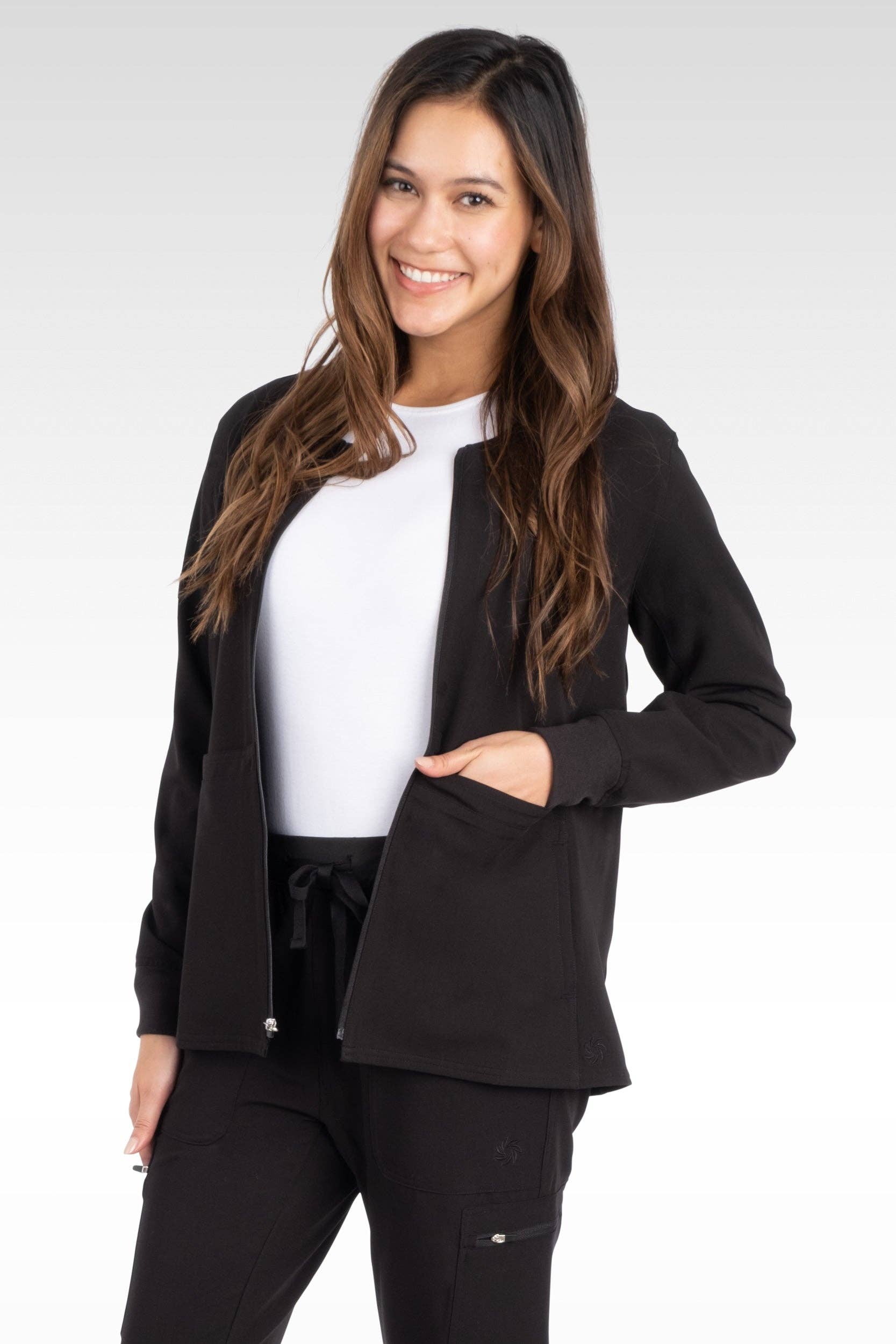 Aura Naturale - Wholesale Healthcare Uniform - Women's - Tana Women Round Neck Zipped Scrubs Jacket 4 Pockets (17050)19