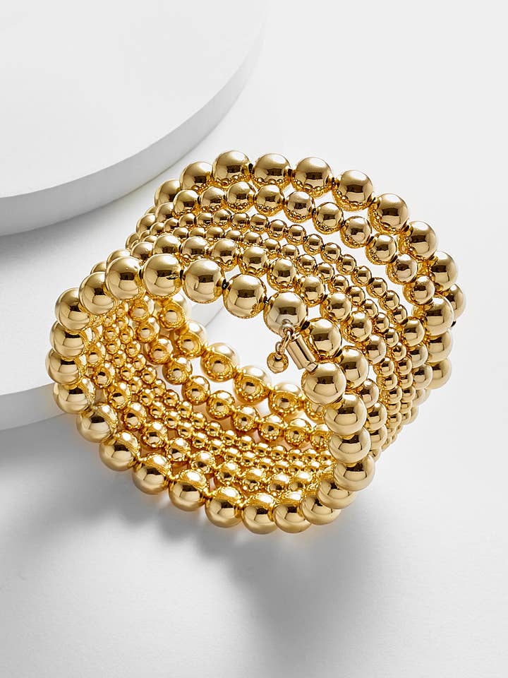 Beverly Graduiertes Gold-Perlen-Wirbel-Armband für den Großhandel von Kosa Jewels