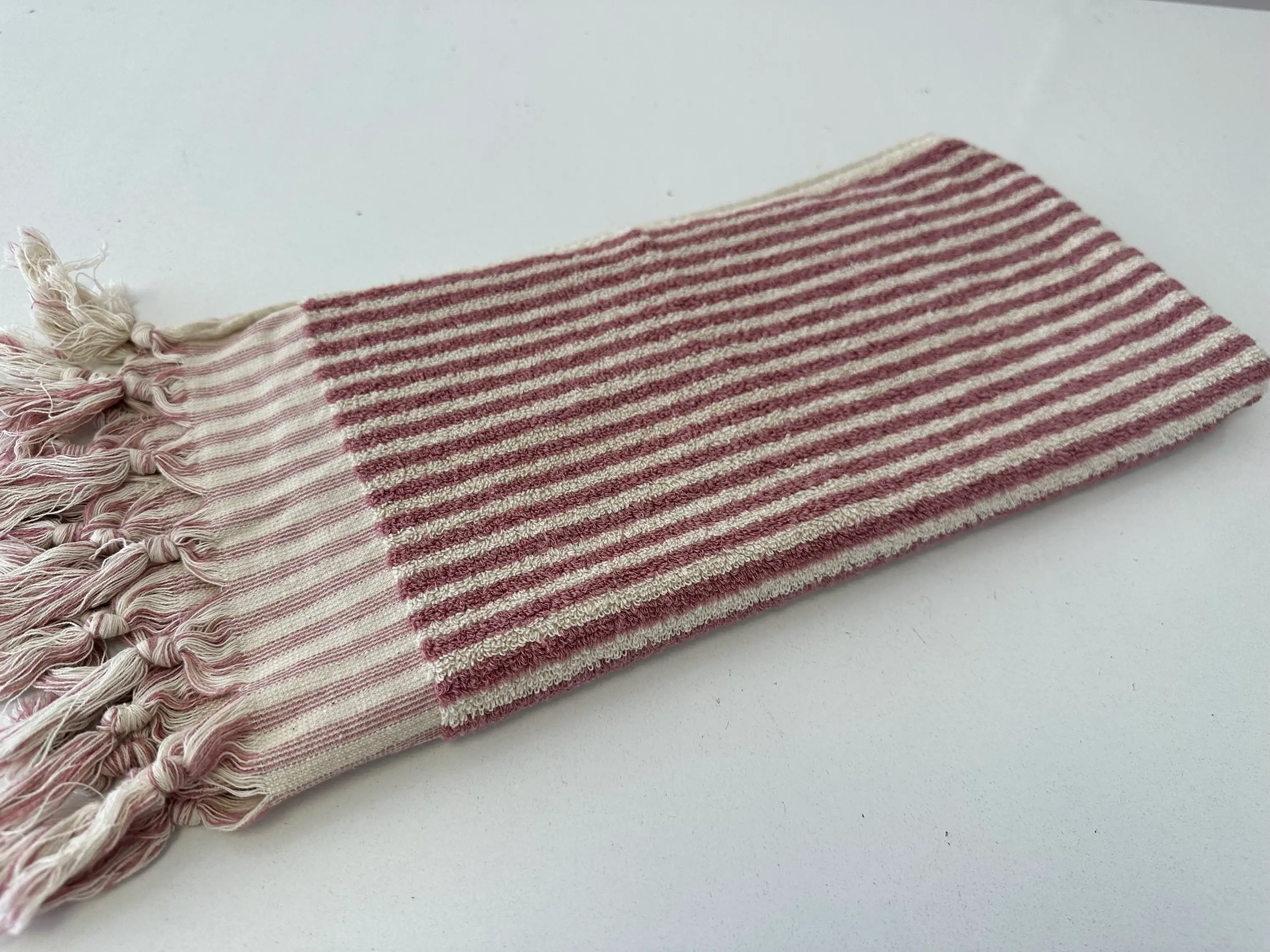 YURTLUS - Wholesale Hand towel - Organic Stripes Series - Hand Towel 18x 37,Soft Thick Towel, Kitchen Towel - Old Rose1
