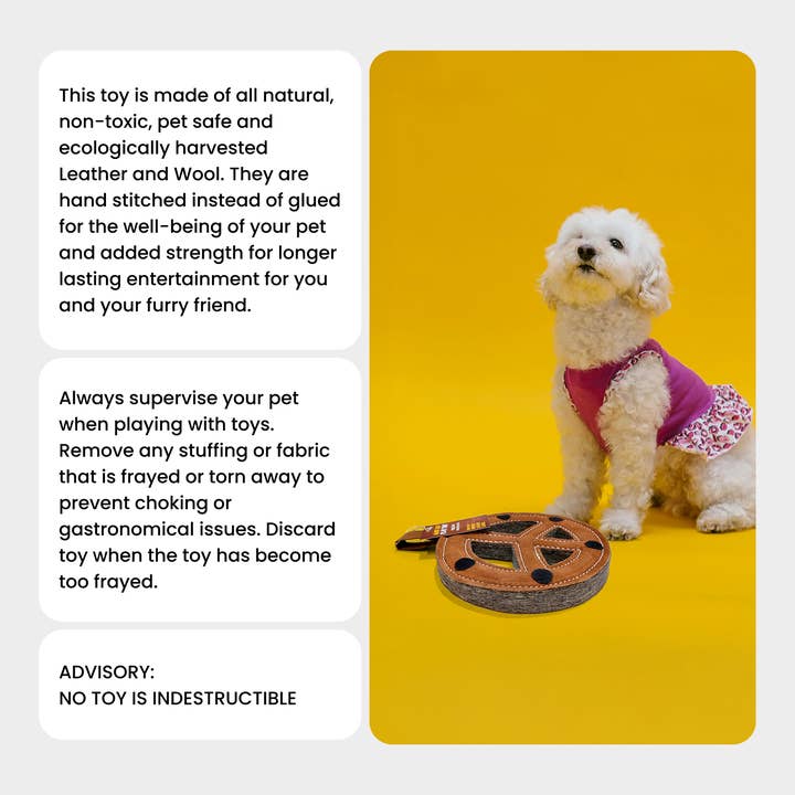 PetYupp - Wholesale Pet Chew Toy - Dog - Natural Extra Tuff Toss & Chew Dog Toy - Peace Sign5