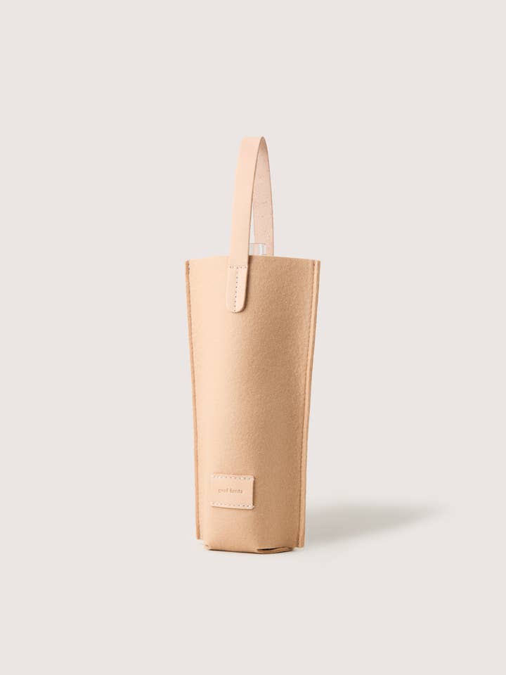 Hana Merino Wool Bottle Bag - Latte Vachetta for wholesale by Graf Lantz