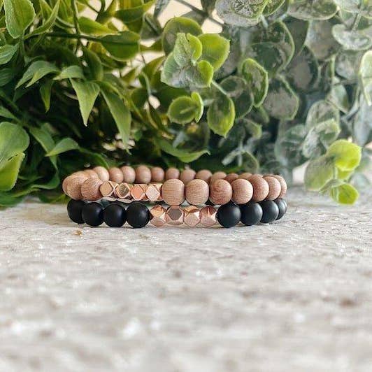 REMOVED BRAND – wholesale Pärlarmband – Minimalistisk Trä+Rose Gold pärlarmband - 6 MM5