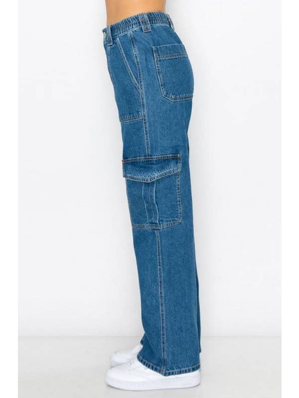 BLUE AGE – calças de ganga - Mulher por atacado – Calça Cargo Jeans para Jovens Patinadoras2