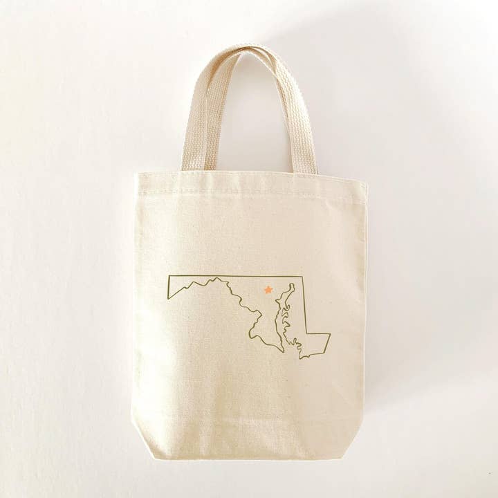 Bolsa de Tela con Contorno de Maryland: Bolsas de Tela Personalizadas de Maryland para venta al por mayor de MEGranger Totes