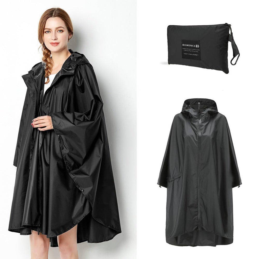 Bomence - Wholesale Poncho - Women's - Women's rain poncho for cycling & hiking black1