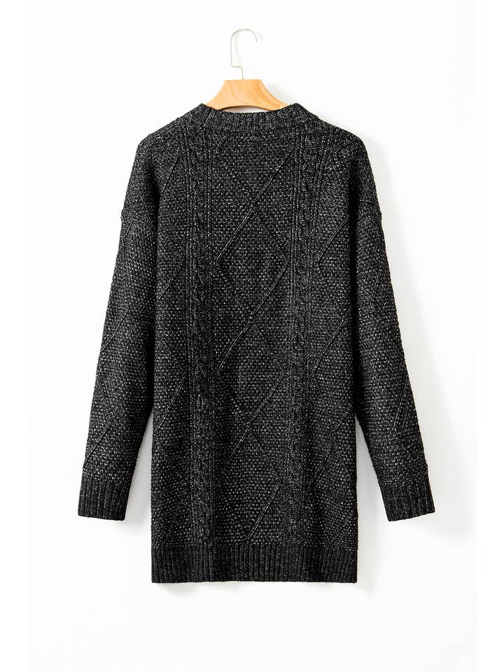 66DISCO - Wholesale Dress - Women's - Cable Knit Long Sleeve Drop Shoulder Sweater Dress (S-3XL)19