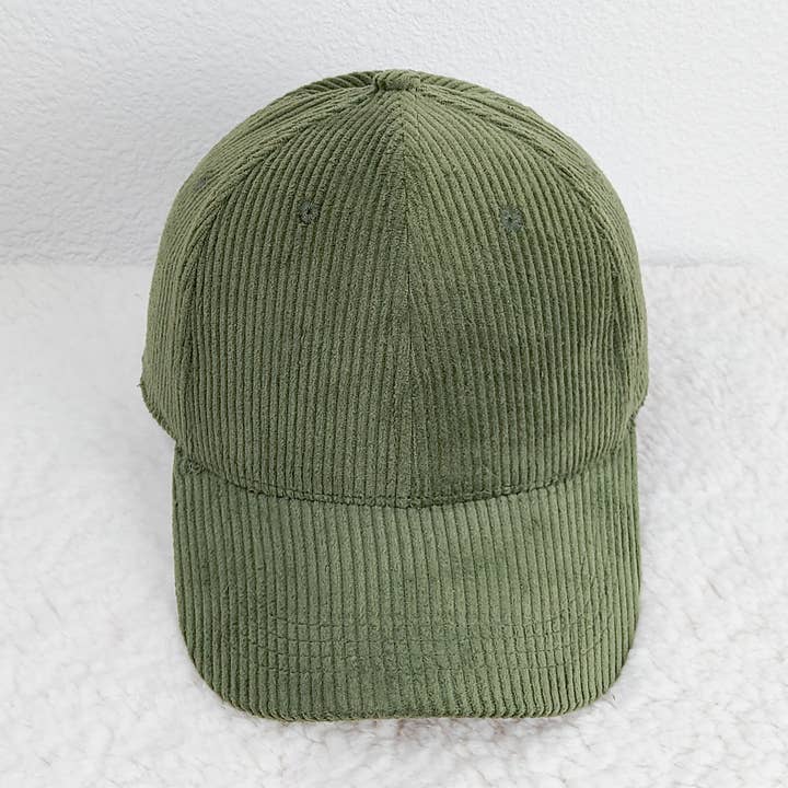 Trendy Transfers - Wholesale Trucker Hat - Unisex - Olive Green Corduroy Hat0