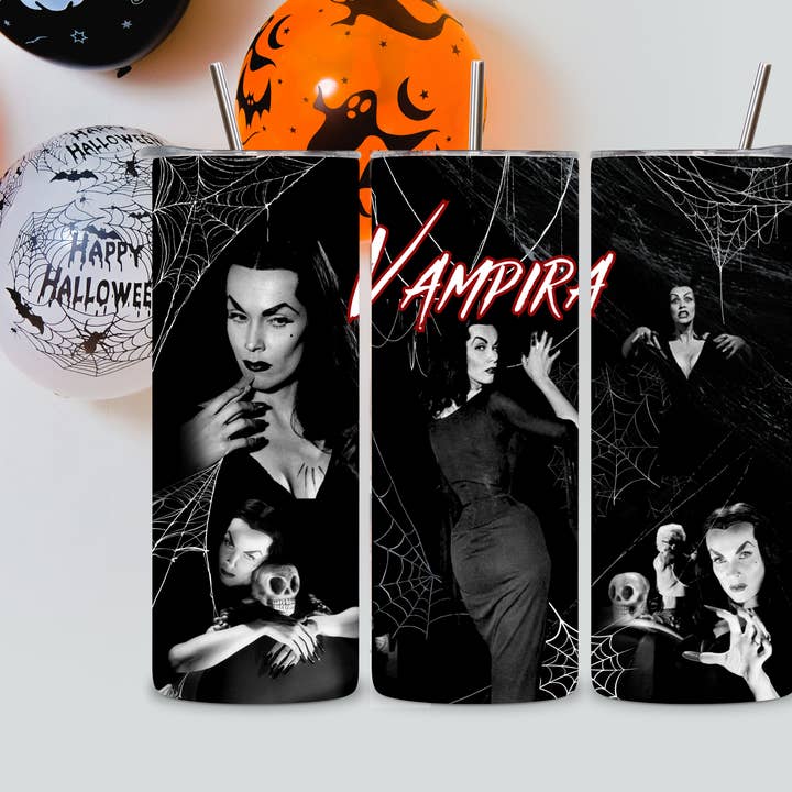 Vampira Tumbler for wholesale by Graveyard Offerings