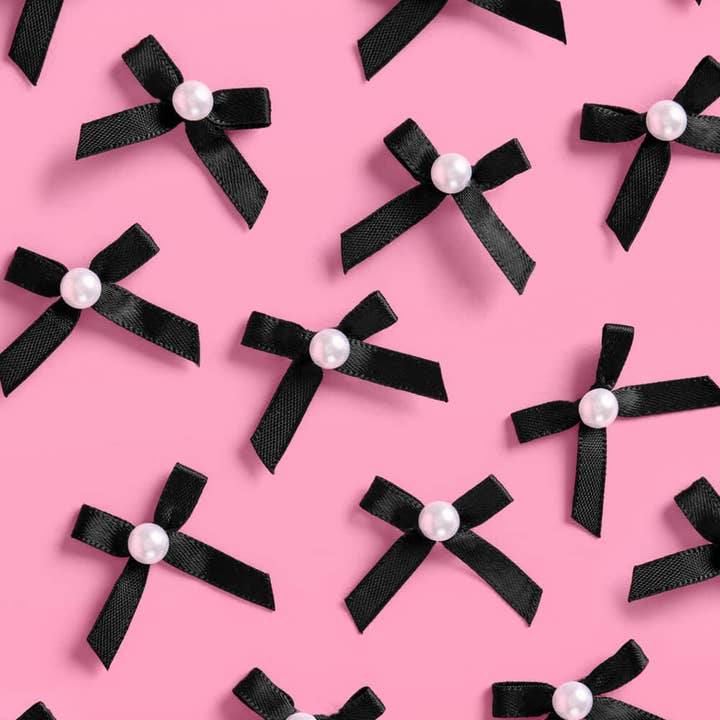 xo, Fetti - Wholesale Cake/Cupcake Topper - Bow Cake Toppers - 12 black + pearl cake toppers4