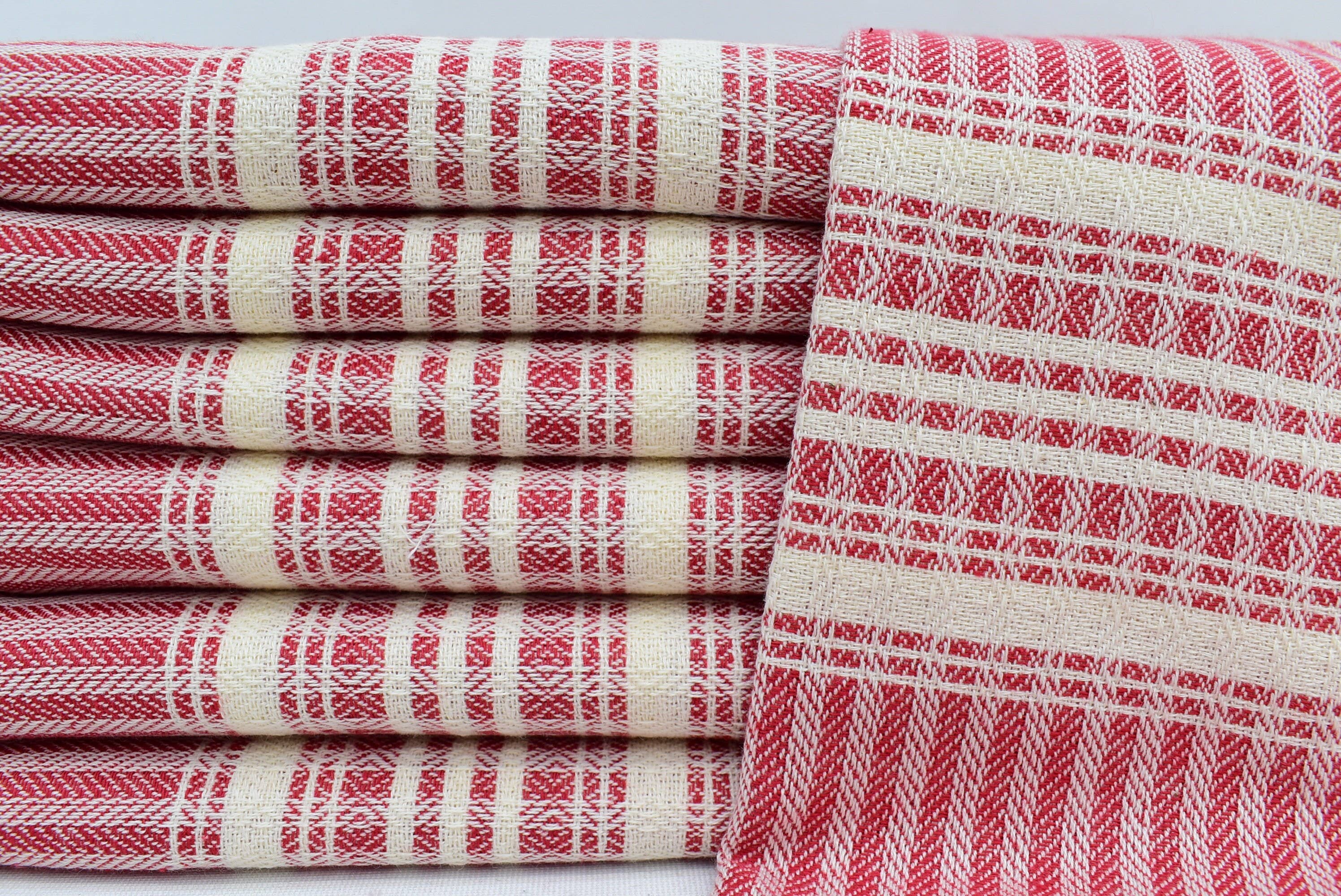 Organic Turkish Towels - Wholesale Tea Towel - Soft Kitchen Towel, Red Tea Towel, Dish Towel 20x401