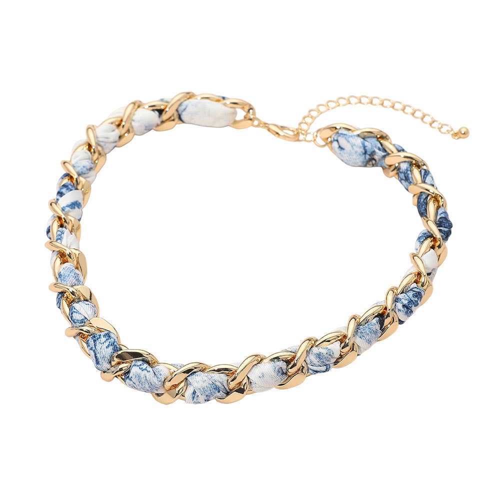 Sensibling Corp. - Vente Collier maille et chaîne - Écharpe en tissu avec collier chaîne en métal1