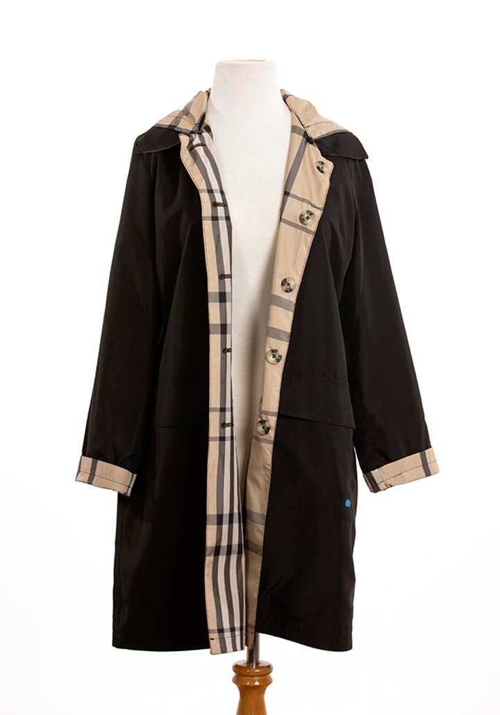 Black & Plaid RAINTRENCH for wholesale on Faire1