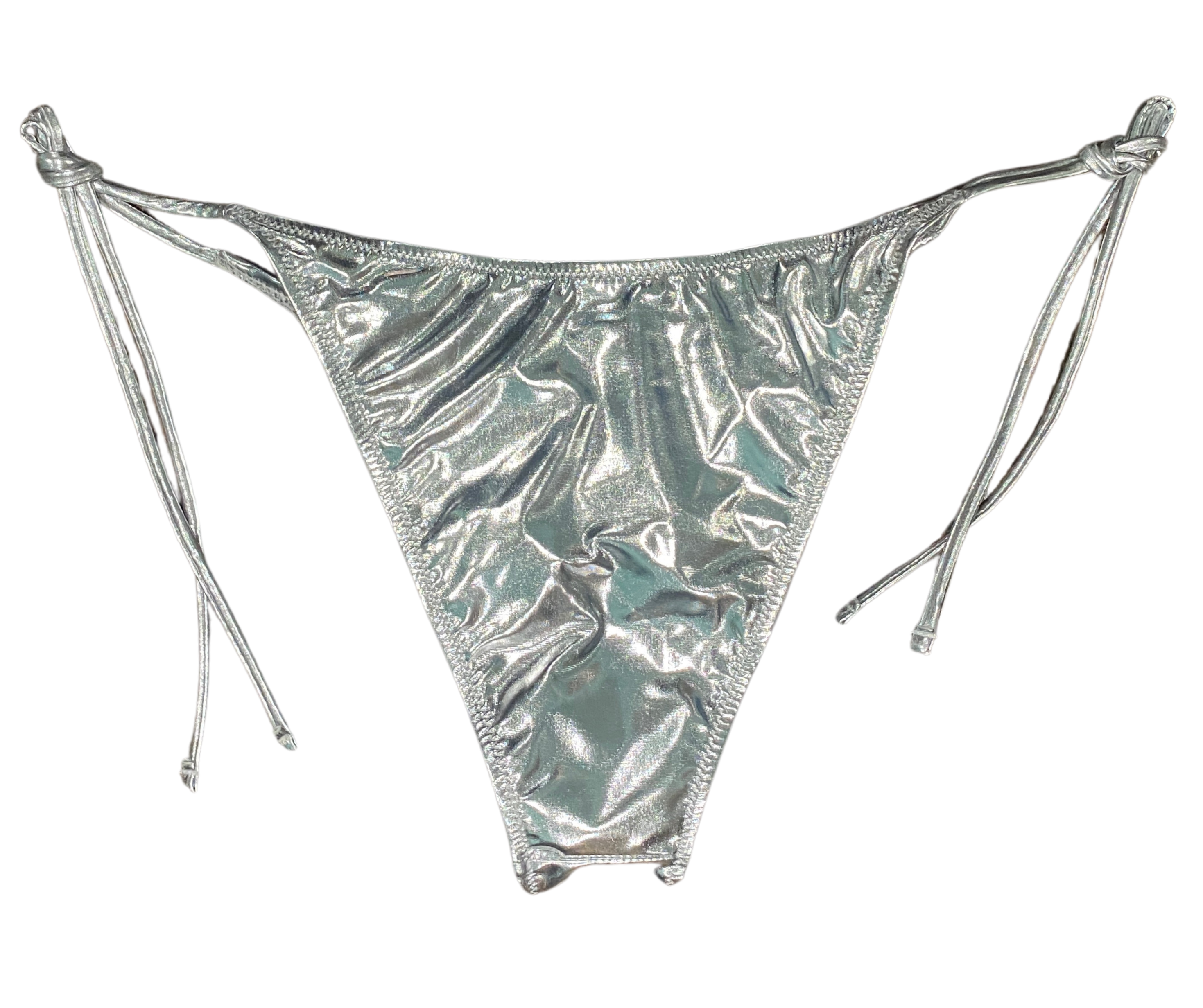 Rebel Reid - Wholesale Two Piece Swimsuit - Women's - Silver Metallic Bandeau Bikini Set (Top+Bottom)4