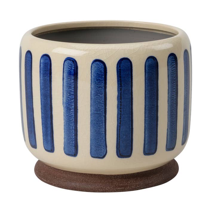 NEW Collectors Indoor Pot 13cm Blue Stripe for wholesale by Burgon and Ball