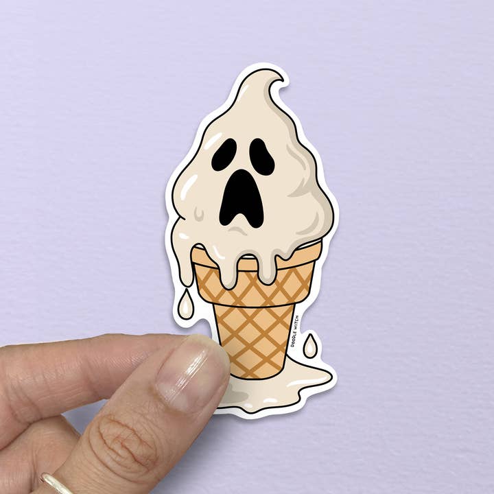Ghost Ice Cream Cone Sticker for wholesale by DoodleWitch