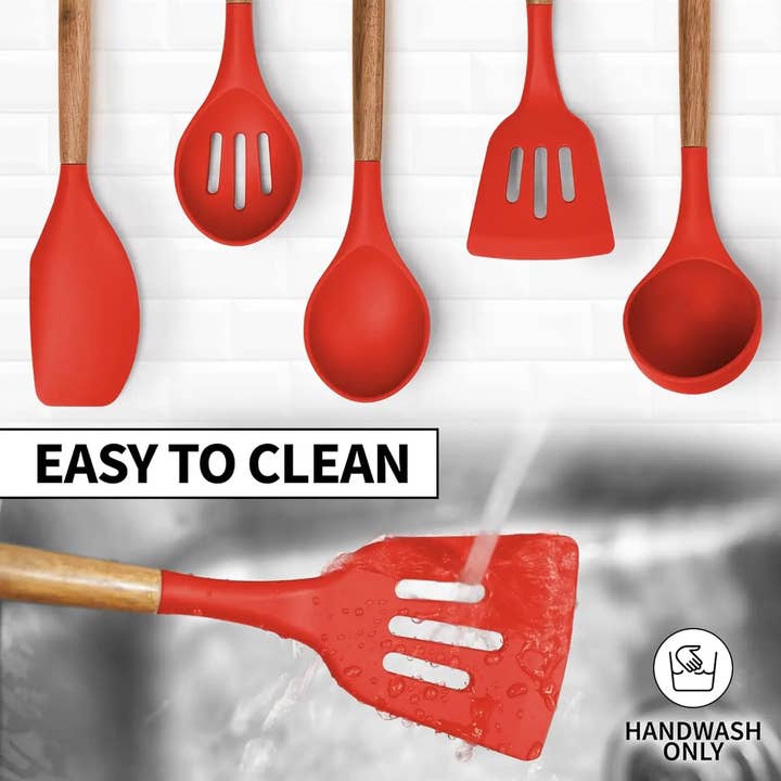 Zulay Kitchen - Wholesale Kitchen Utensil Set - 5-Piece Silicone Utensils Set with Wooden Handles49