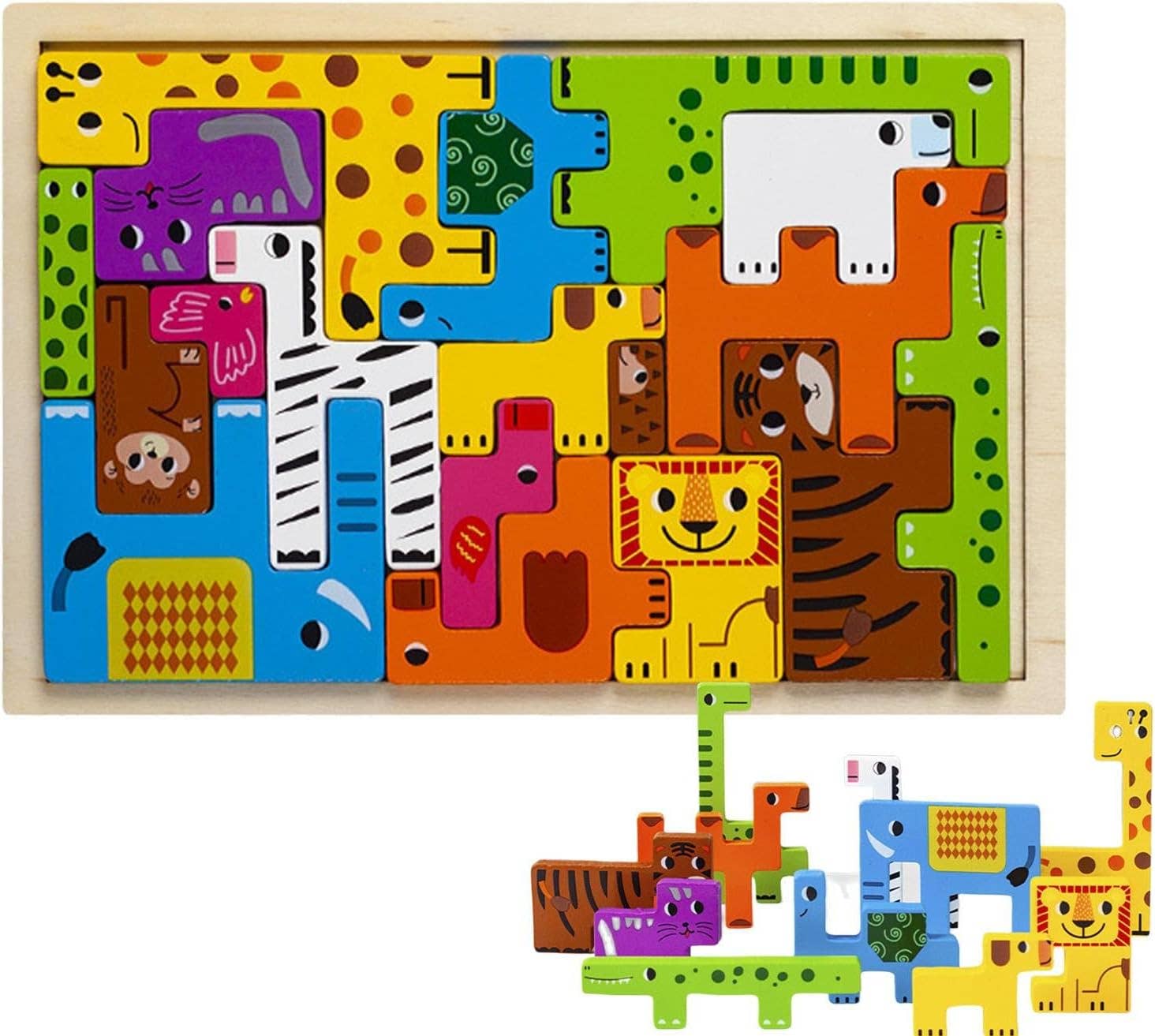 Magnifique Hearts - Wholesale Puzzle - Kids - Colorful Wooden Animal Puzzle – Charming Montessori Toy 2