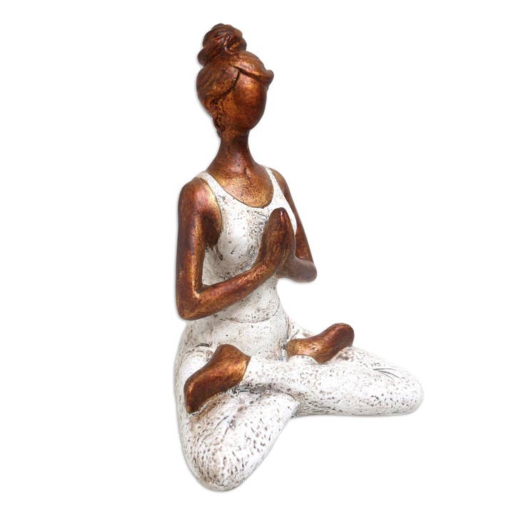 OMA - Eclectic Home - Wholesale Sculpture - Yoga Lady Statue Meditating Peace Harmony Statue Handpainted