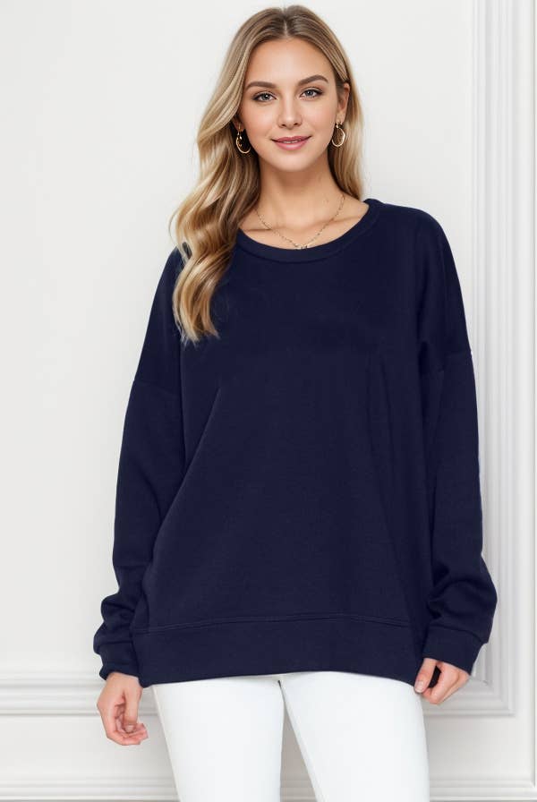 Burgundy Apparel - Vente Sweat-shirt – femme - SWEAT-SHIRT OVERSIZE EN POLAIRE UNIE (NOUVELLES COULEURS)2