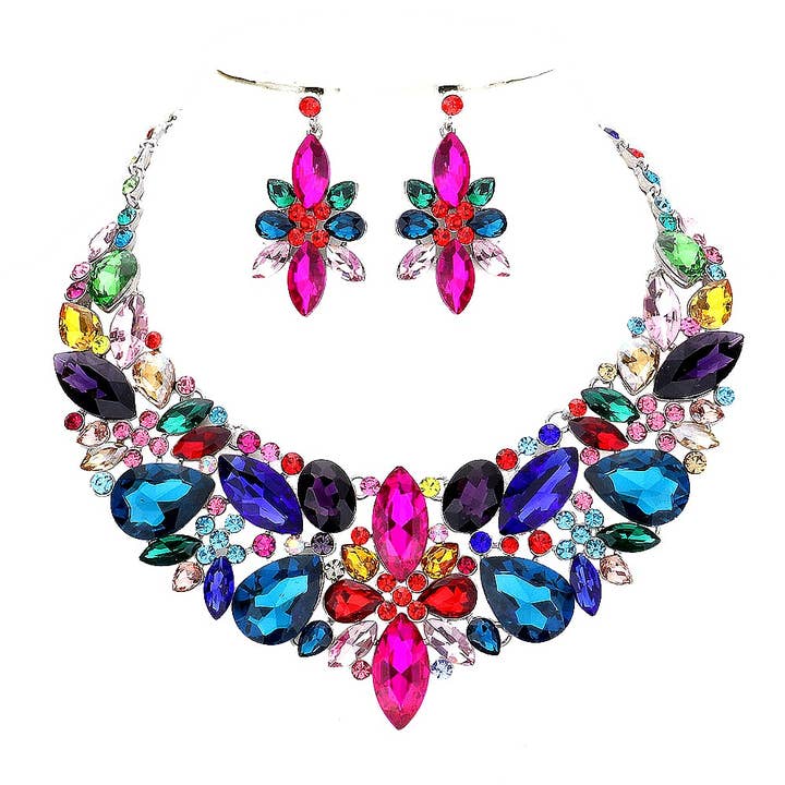 Floral Crystal Necklace Set for wholesale by Diacly