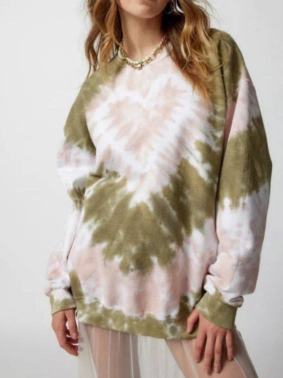 alberalkirk - Wholesale Graphic Sweatshirt - Women's - Tie Dye Heart Print Sweatshirt Women Multiple Colors N5A4531