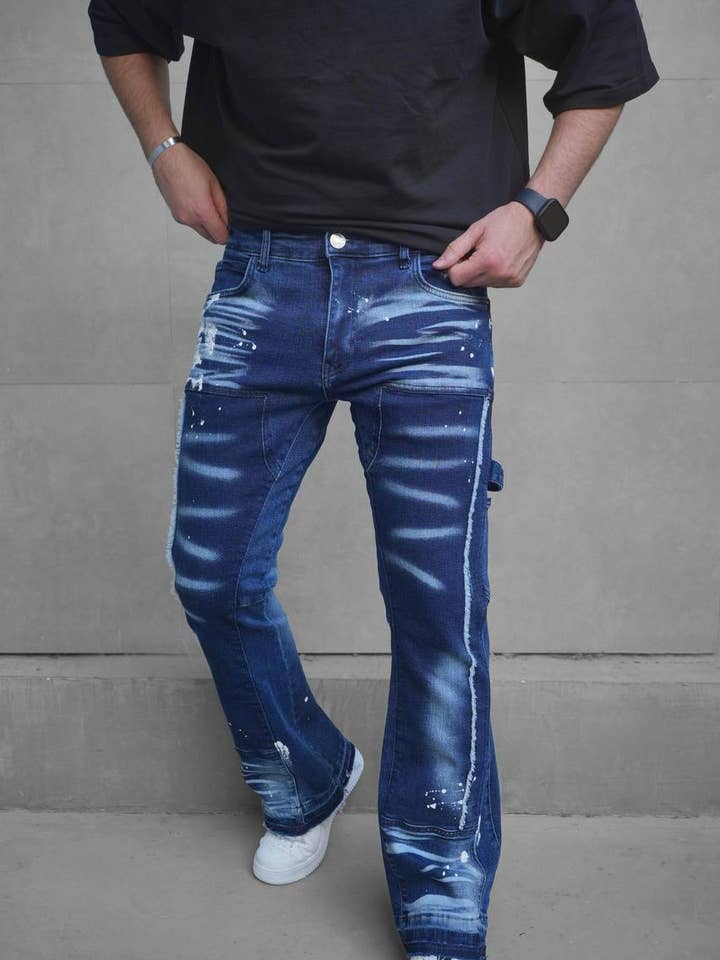 Premium Baggy Flare Stone Effect Denim Jeans for wholesale by PremiumDenim