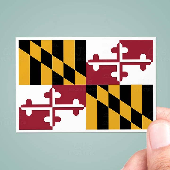 Autocollant en vinyle représentant le drapeau de l'État du Maryland pour la vente par CJ's Sticker Shop