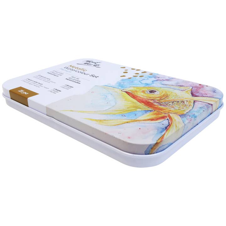 Mont Marte Usa, Inc. - Wholesale Watercolor Paint - Metallic Watercolor Cake Set in Tin Premium 21pc
