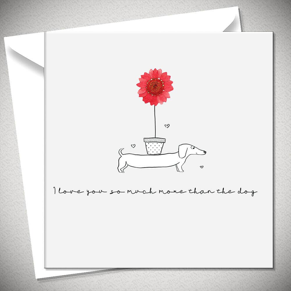 Bexy Boo Ltd - Vendita all'ingrosso Biglietti d'amore - Ti amo più del cane - margherita rossa0