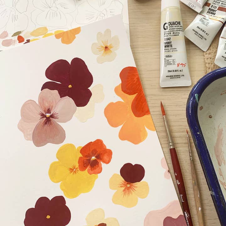 Elana Gabrielle - Wholesale Everyday greeting card - Pansies Greeting Card - Hand-Painted Floral Notecard1