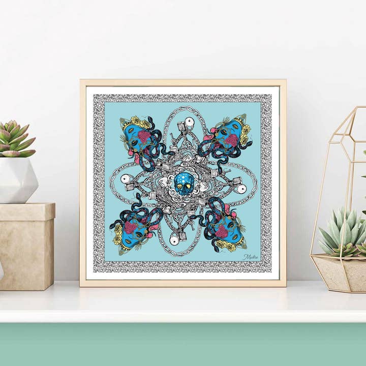 Msdre – Impressão artística por atacado – Medusa Greek Gorgon Goddess Myth 90s Chain Illustration Sq1