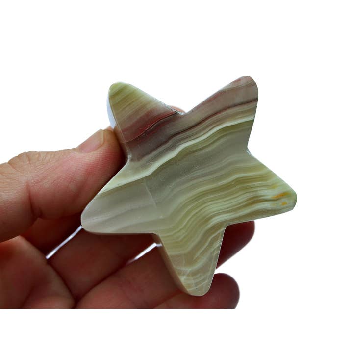 Kaia & Crystals – Großhandel Spiritueller Stein/Kristall – Rosafarbener Onyxstern (60 mm)4