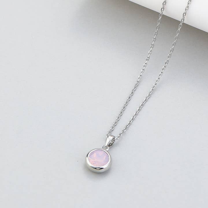 Rond Pink Stone Link & Chain Necklace N602721S/R for wholesale by Gracee Jewellery