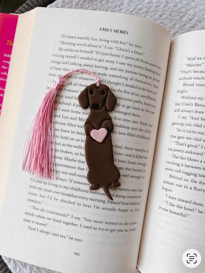 Dachshund Heart Clay Bookmark | Bookish for wholesale by Bayside Clay