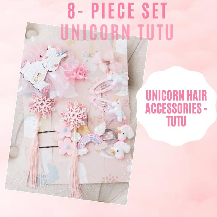 Jenn & Joos - Vendita all'ingrosso Set di accessori per capelli - Bambini - Simpatici accessori per capelli con unicorno, mollette per capelli piccole, 8 pezzi