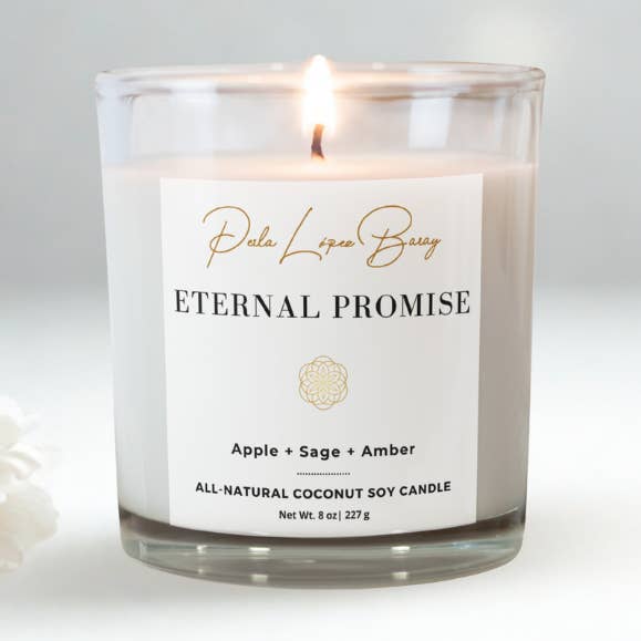 Candela di Soia al Cocco Tutto Naturale Promessa Eterna | Vetro da 8 oz per la vendita all'ingrosso da parte di Perla López Baray