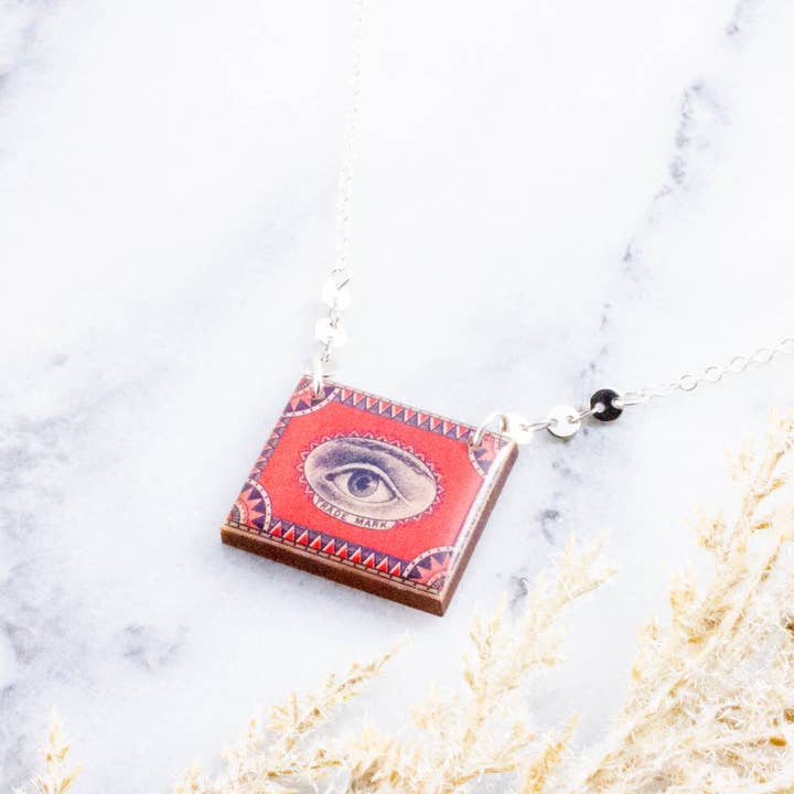No Man's Land - Wholesale Pendant/Charm Necklace - Vintage Eye Matchbox Art Necklace