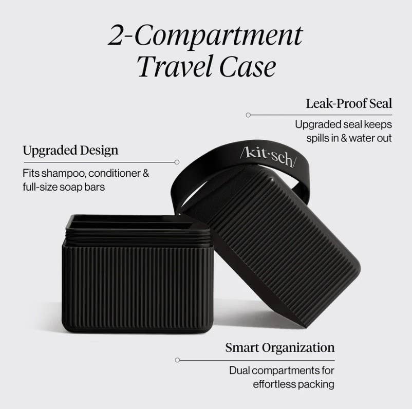 KITSCH - Wholesale Hair Brush/Comb - 2-Compartment Travel Case - Black1