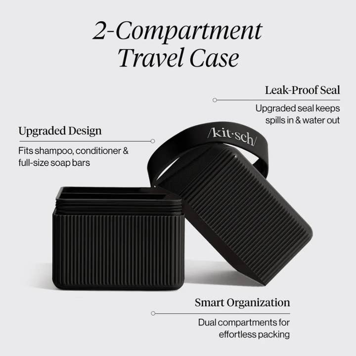 KITSCH - Wholesale Hair Brush/Comb - 2-Compartment Travel Case - Black1