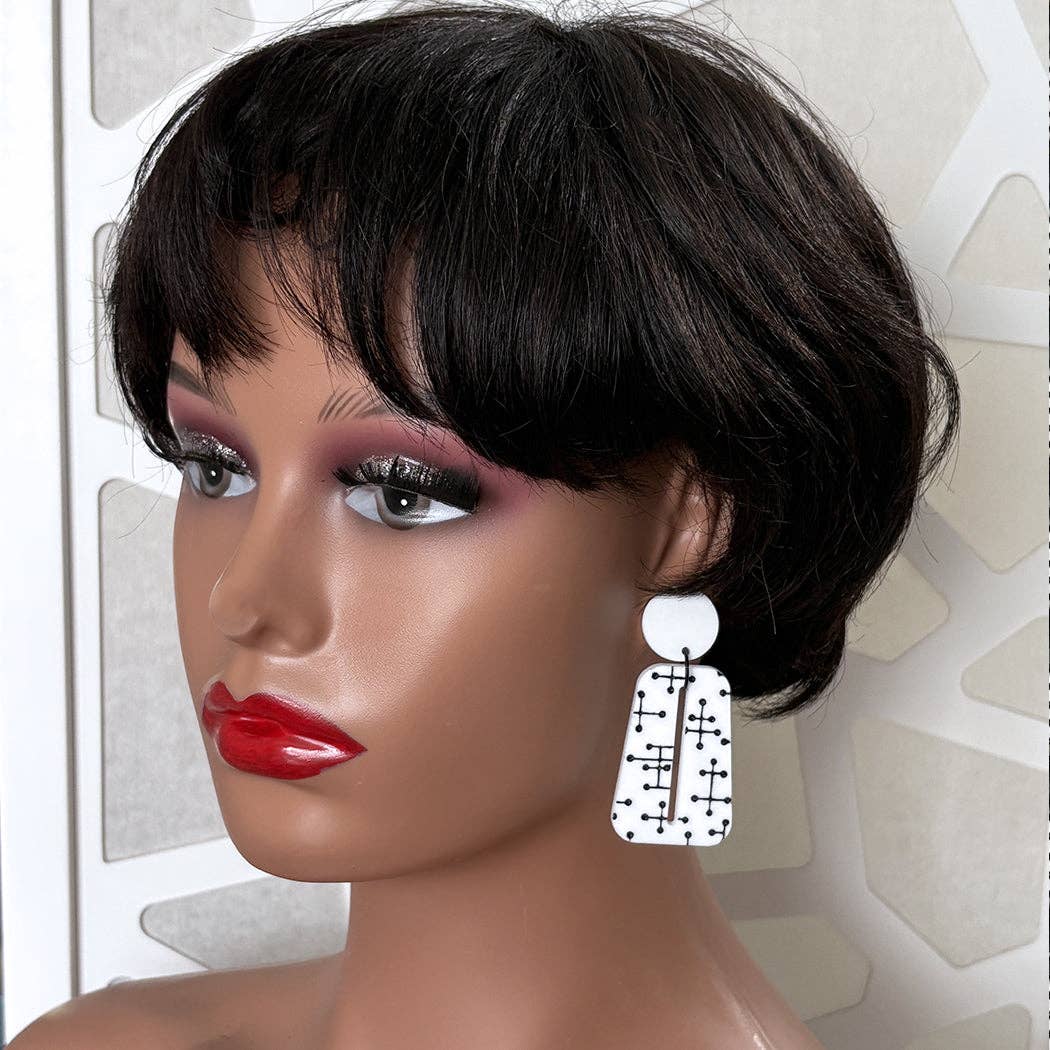 Audacious Studio - Wholesale Dangle Earrings - Large Eames Inspired Trapezoid Post Earrings in White2